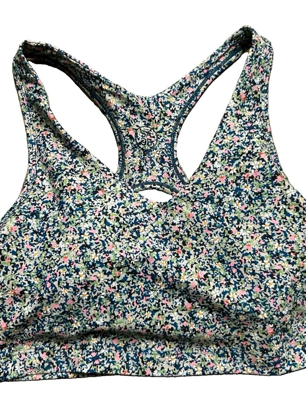 Women’s Sage College Floral Sports Bra Biker Shorts Size Small - Picture 2 of 4